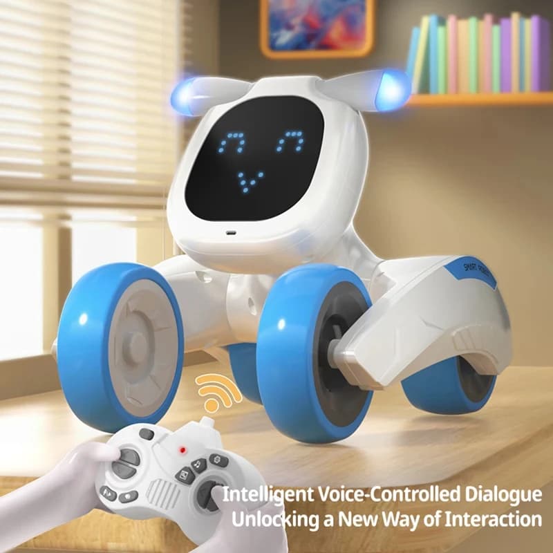Cagnolino Robot Intelligente RC, Robot Interattivo Danzante, Animale Domestico Programmabile, Cane Robot con Controllo Vocale e Remoto, Giocattolo Emozionale Intelligente per Bambini, Regalo