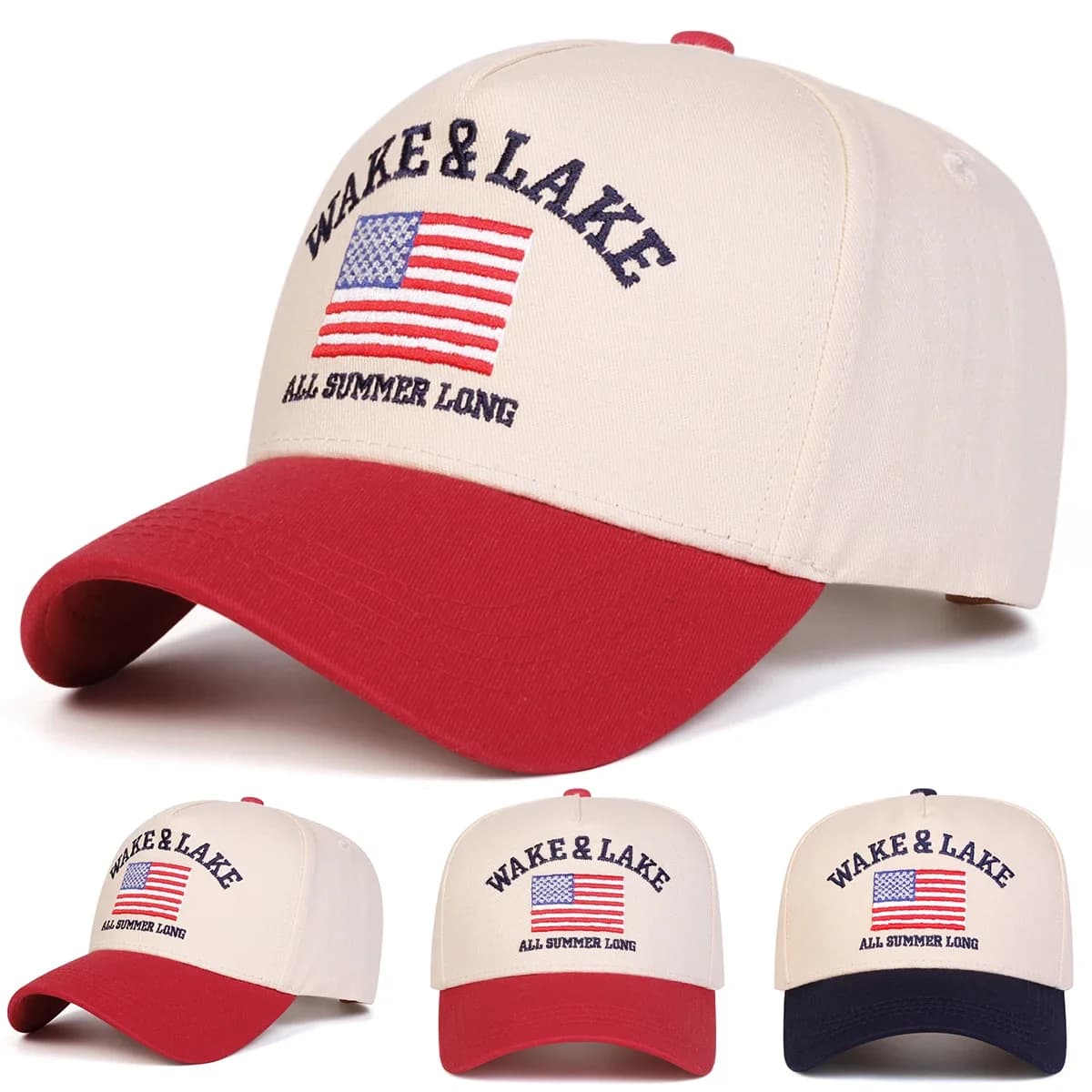Unisex WAKE & LAKE ALL Letter Embroidery Baseball Caps Spring and Autumn Outdoor Adjustable Casual Hats Sunscreen Hat Sports Cap