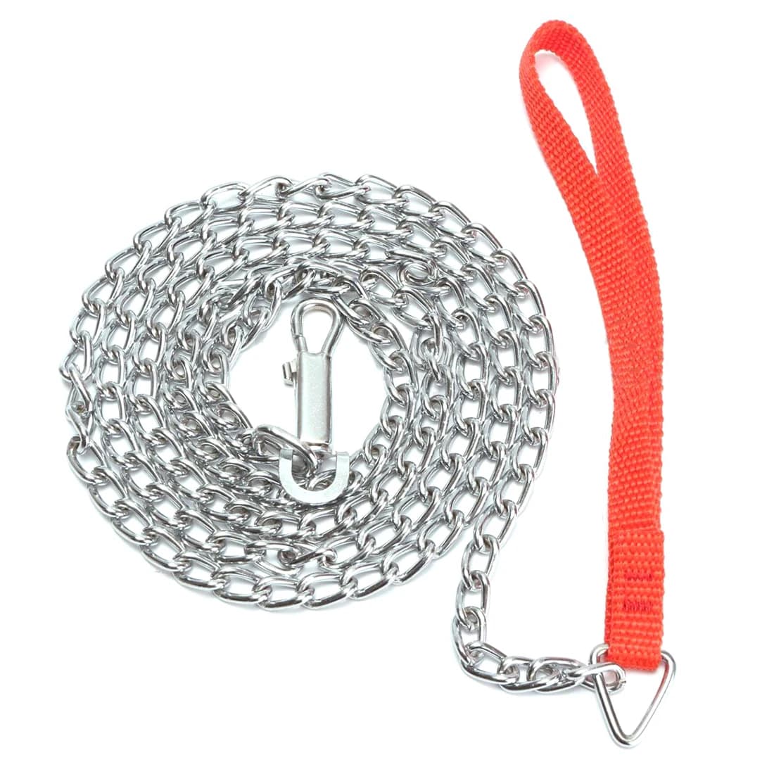 1.6m Heavy Duty Metal Chain Dog Puppy Walking guinzaglio Clip manico rosso