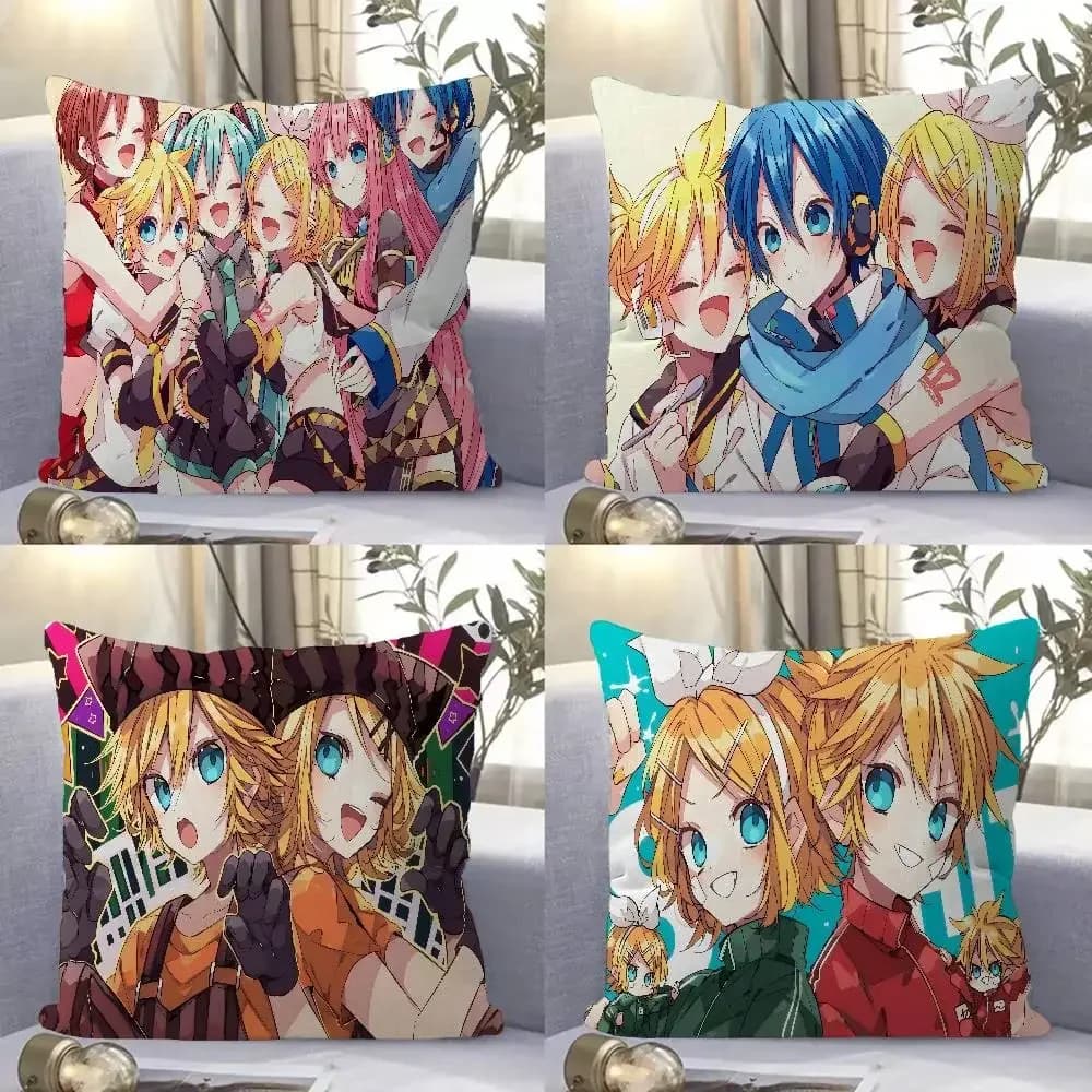 K-Kagamine-Len Pillow Covers Cartoon Sofa Decorative Home Double-sided Printing Short Plush Cute Cushion Cover