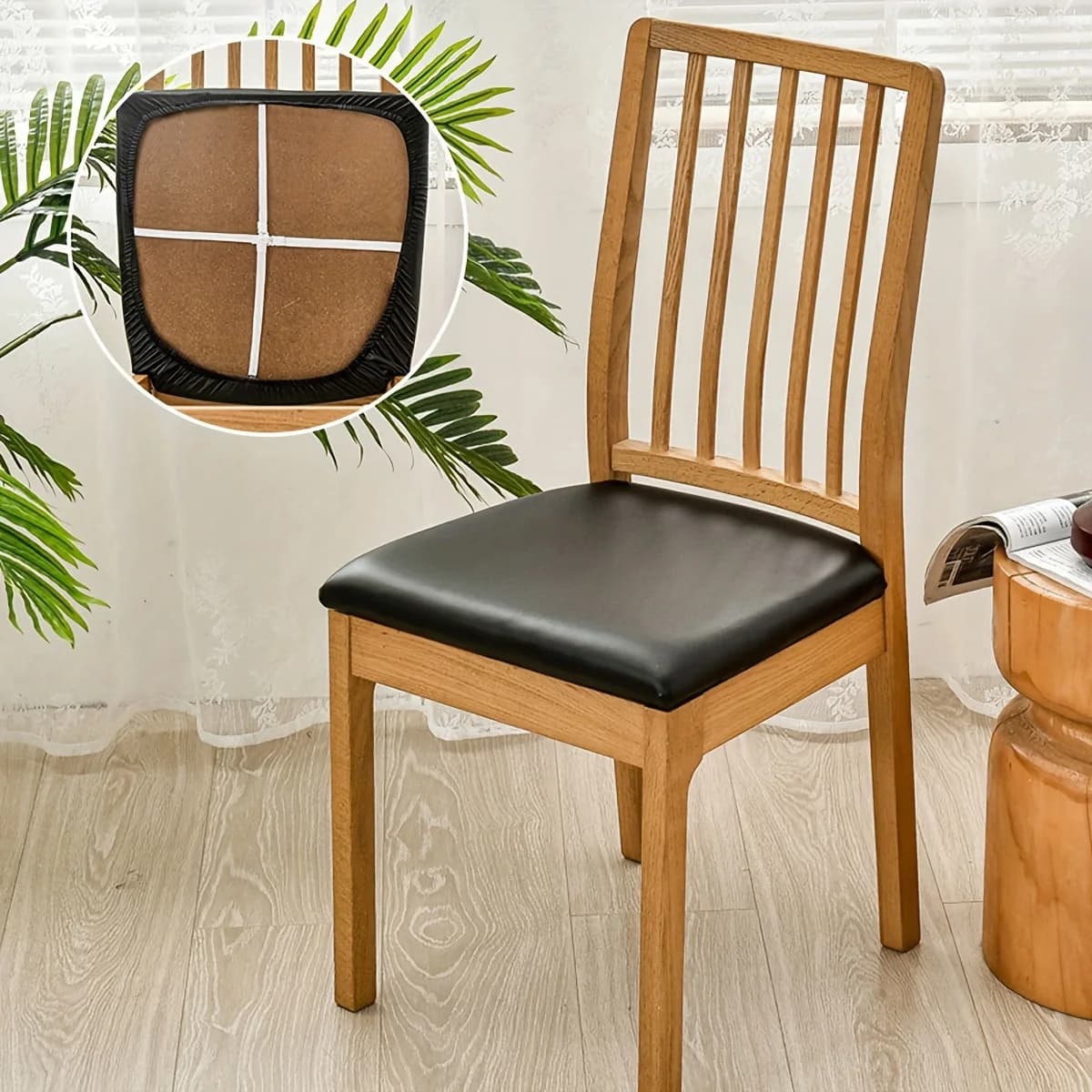 1PC, PU Leather Waterproof Dining Chair Cover, Seat Cover, Hotel Chair Protection Cover, Home Seat Cushion Cover