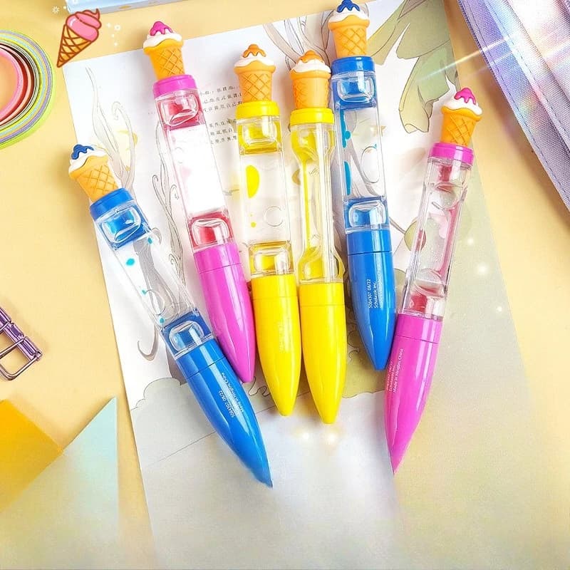 2 Penne Gel a Inchiostro Fluttuante Colorate, Penne a Sfera Liquide per Bambini, Divertenti Strumenti di Scrittura Antistress a Cartone Animato