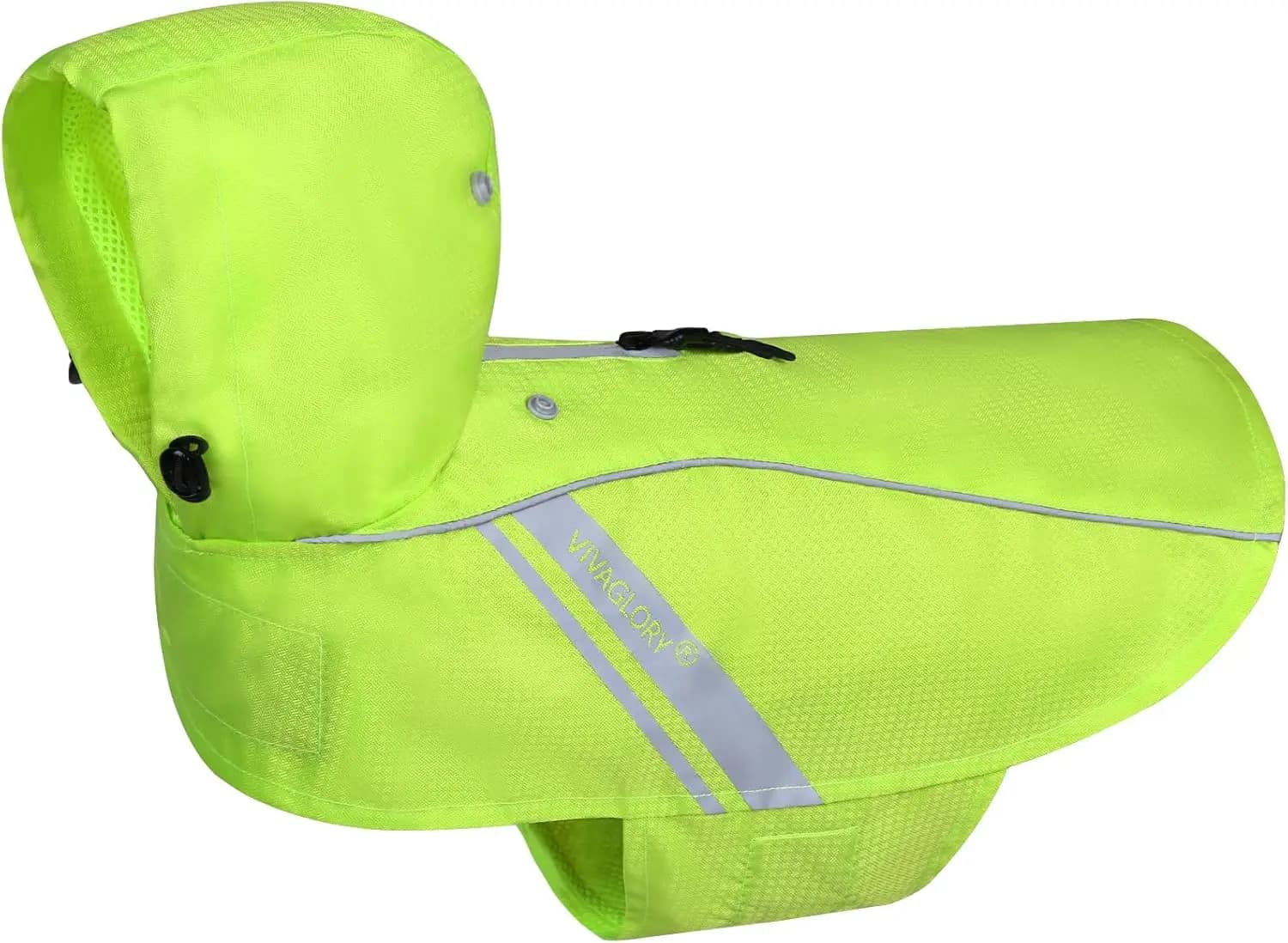 Impermeabile per Cani per Tutte le Stagioni con Foro per Pettorina, Giacca Riflettente Impermeabile per Cani e Cuccioli, Giallo Brillante