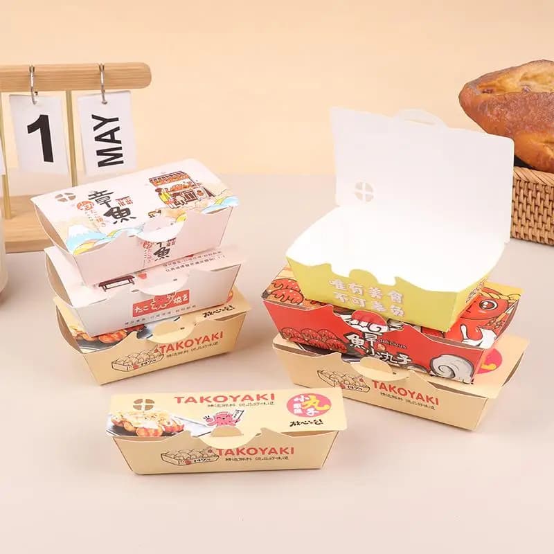 【Scatola per confezionare polpette di polpo da 50 pezzi, scatola di carta usa e getta per snack da asporto, per cibo da strada giapponese, Takoyaki】