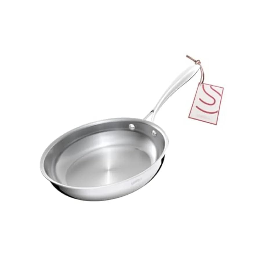 Padella in Acciaio Inossidabile a 5 Strati, Lavabile in Lavastoviglie e Adatta al Forno, Padella per Induzione con Distribuzione Uniforme del Calore, Senza PTFE e PFAS