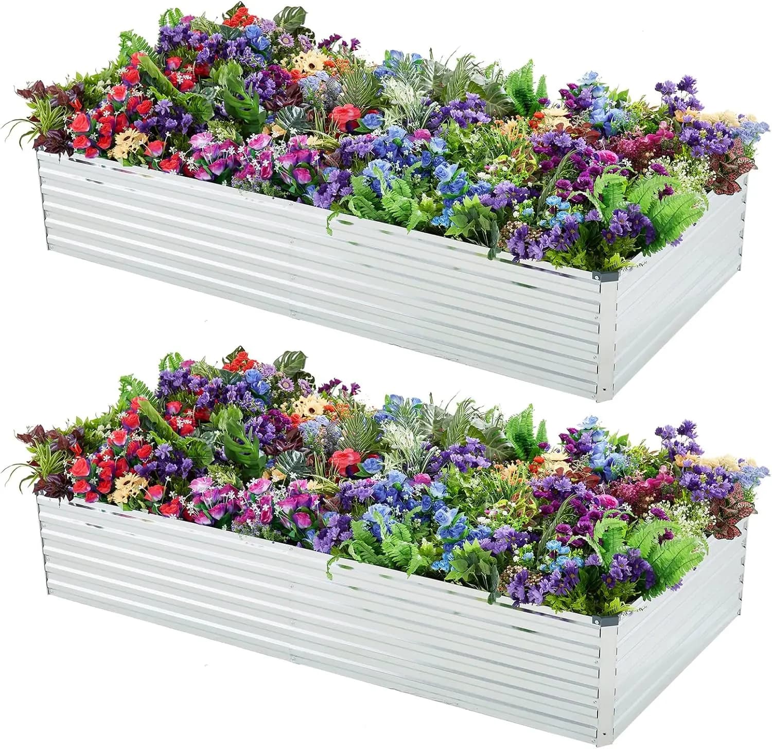 Set of 2 Hinges raised in Zincato Steel, 6x3x1FT, Exterior Planter for Vegetables and Flowers