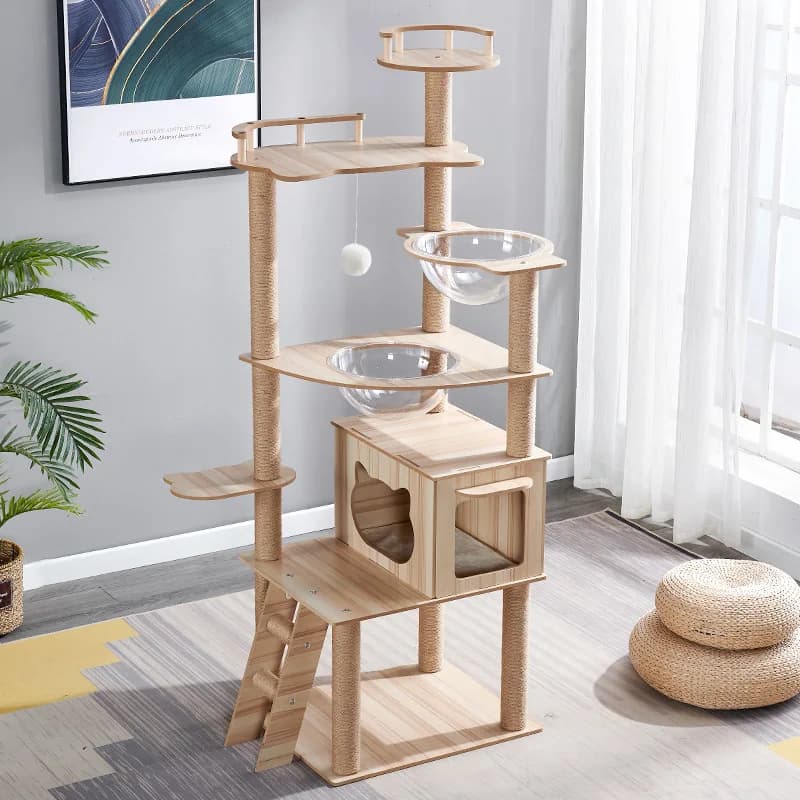 Casette per Animali Domestici Personalizzate Eco-Friendly, Tiragraffi per Gatti, Torre con Palo