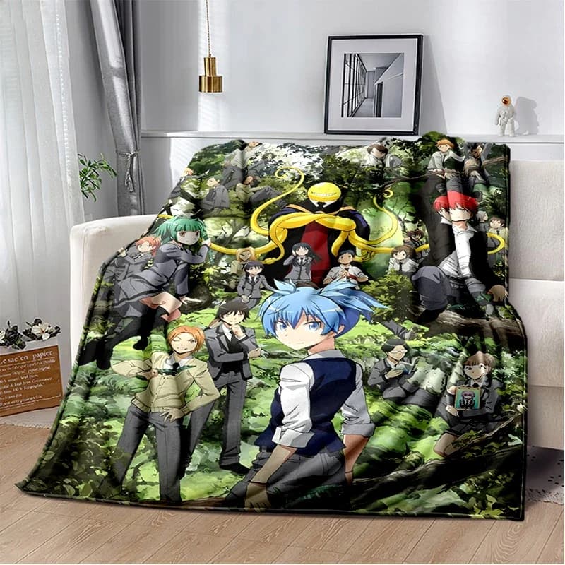 HD Assassination Classroom Anime Cartoon Soft Flannel Throw Blanket Cozy for Bed Sofa Home Bedroom Kids