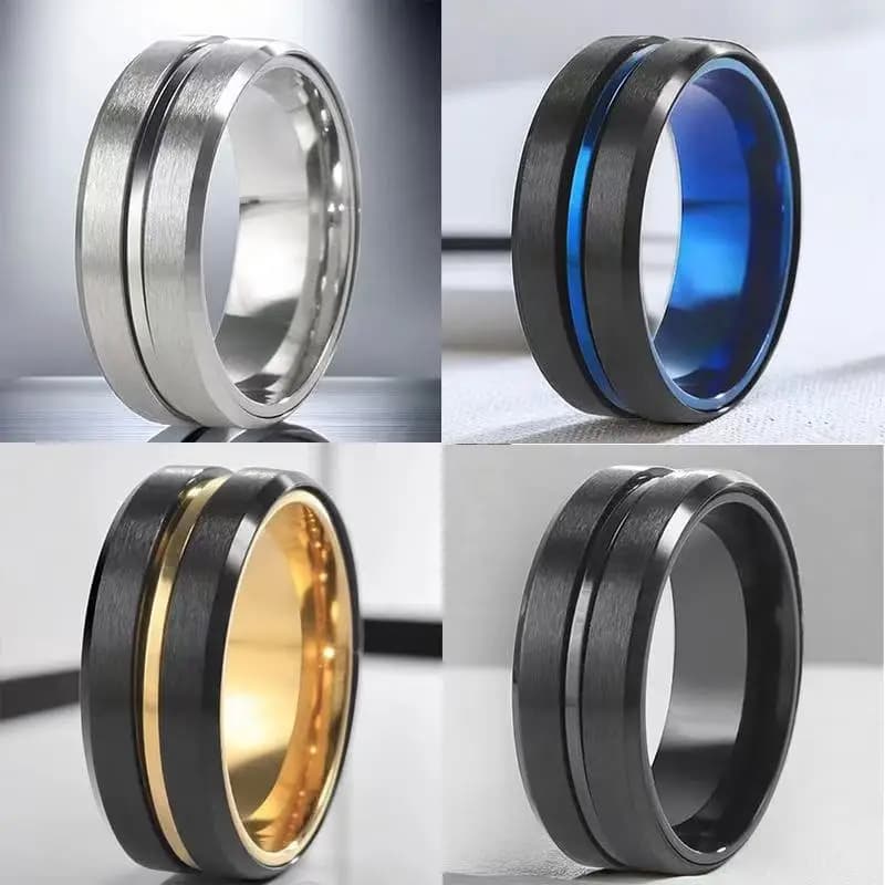 Anxiety Fidget Spinner Rings for Men Male Black Stainless Steel Spinning Rotate Ring for Women Anti Stress Accessories Jewelry