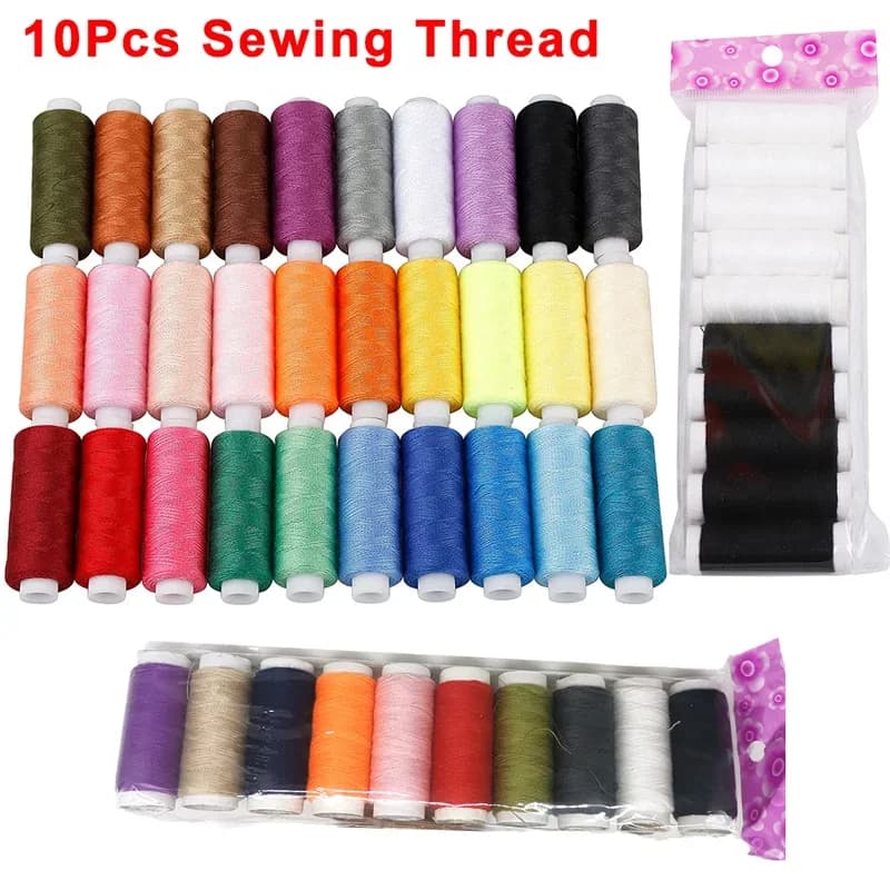 10Pcs Sewing Thread Kits 200 Yards Each Spool Polyester Thread Hand Sewing Embroidery Thread for DIY Crafts Tool Machine Sewing