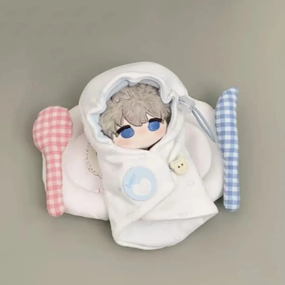 10 cm cotton dolls, clothes for bands, sleeping bag, small 10 cm blanket, doll clothes, set of fun and creative doll dresses