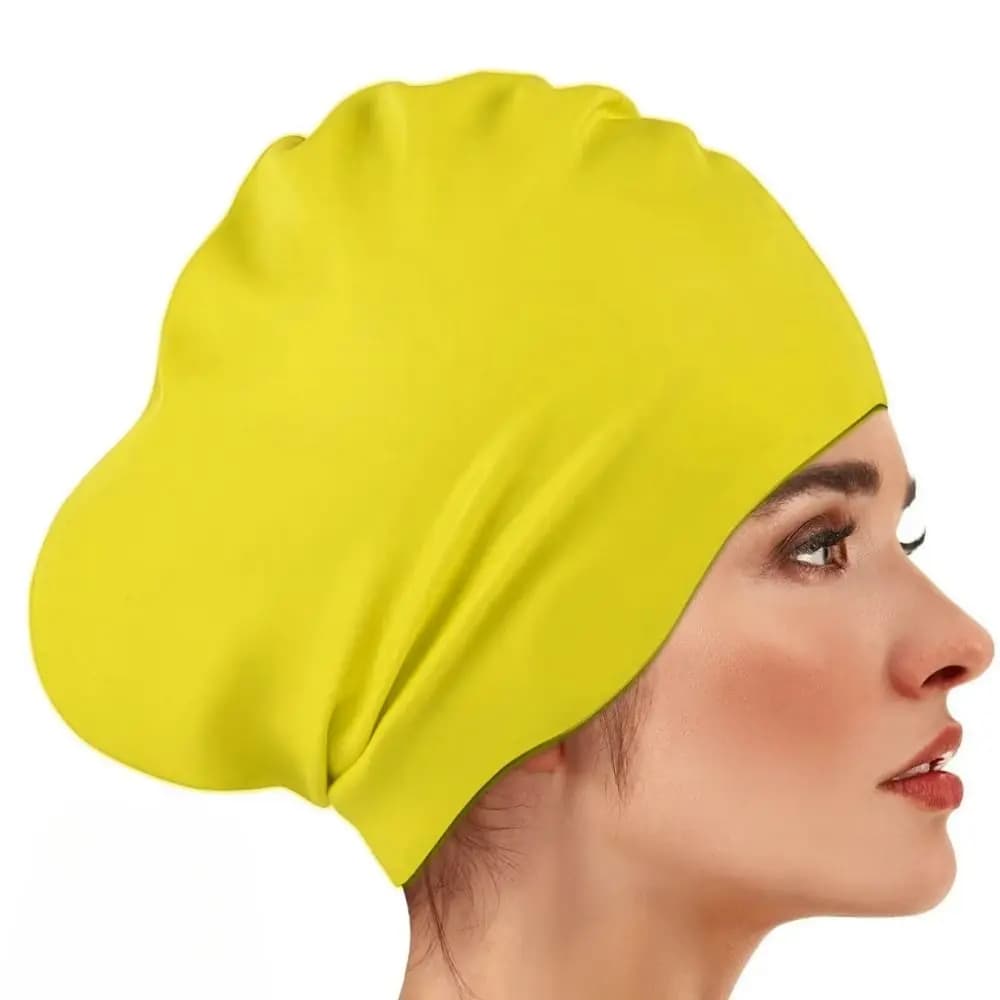 Elastic Silicone Swim Headgear Thicken Design Solid Color Waterproof Swim Cap Anti-cold 3D Fit Snorkeling Cap