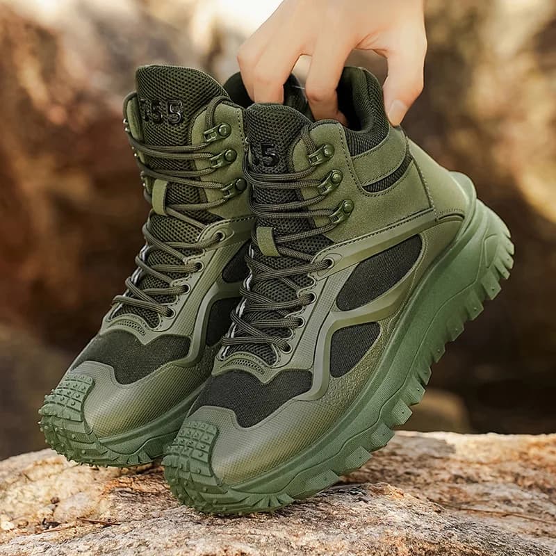 Men's High-Top Desert Boots Work Shoes Tactical Training Boots Outdoor Hiking Comfortable Wear-Resistant Hiking Boots