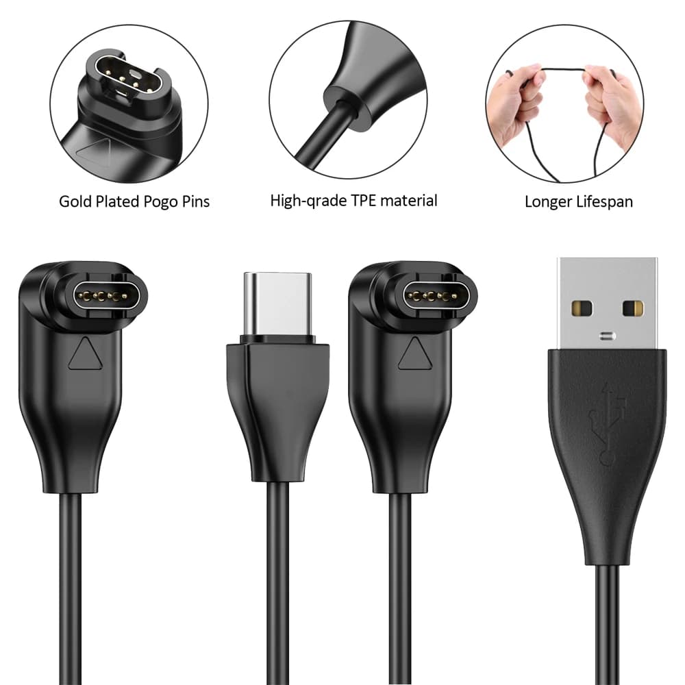 Cavo di ricarica USB tipo C da 100 cm per Garmin Fenix 7 7S 7X 6 6S 6X 5 5X 5S Vivoactive 3 Forerunner 945 935 245 Instinct 2 caricabatterie