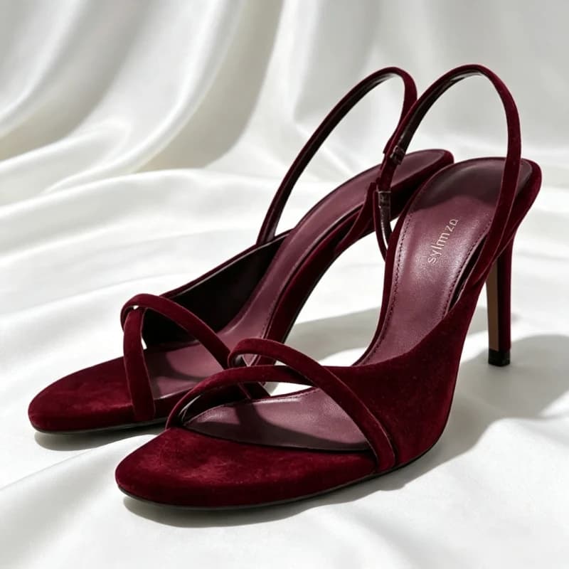 Black Satin Heel Sandals Women's Fashion Crossed Strap Crossed Back Shoes Signed With Slim Heel Sexy Women's Comfortable Shoes With Open Tip