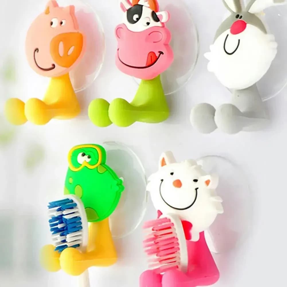 Porta spazzolino per animali dei cartoni animati, forte aspirazione, portaoggetti per spazzolino da denti, bagno, adorabile coniglio, per bambini, porta dentifricio