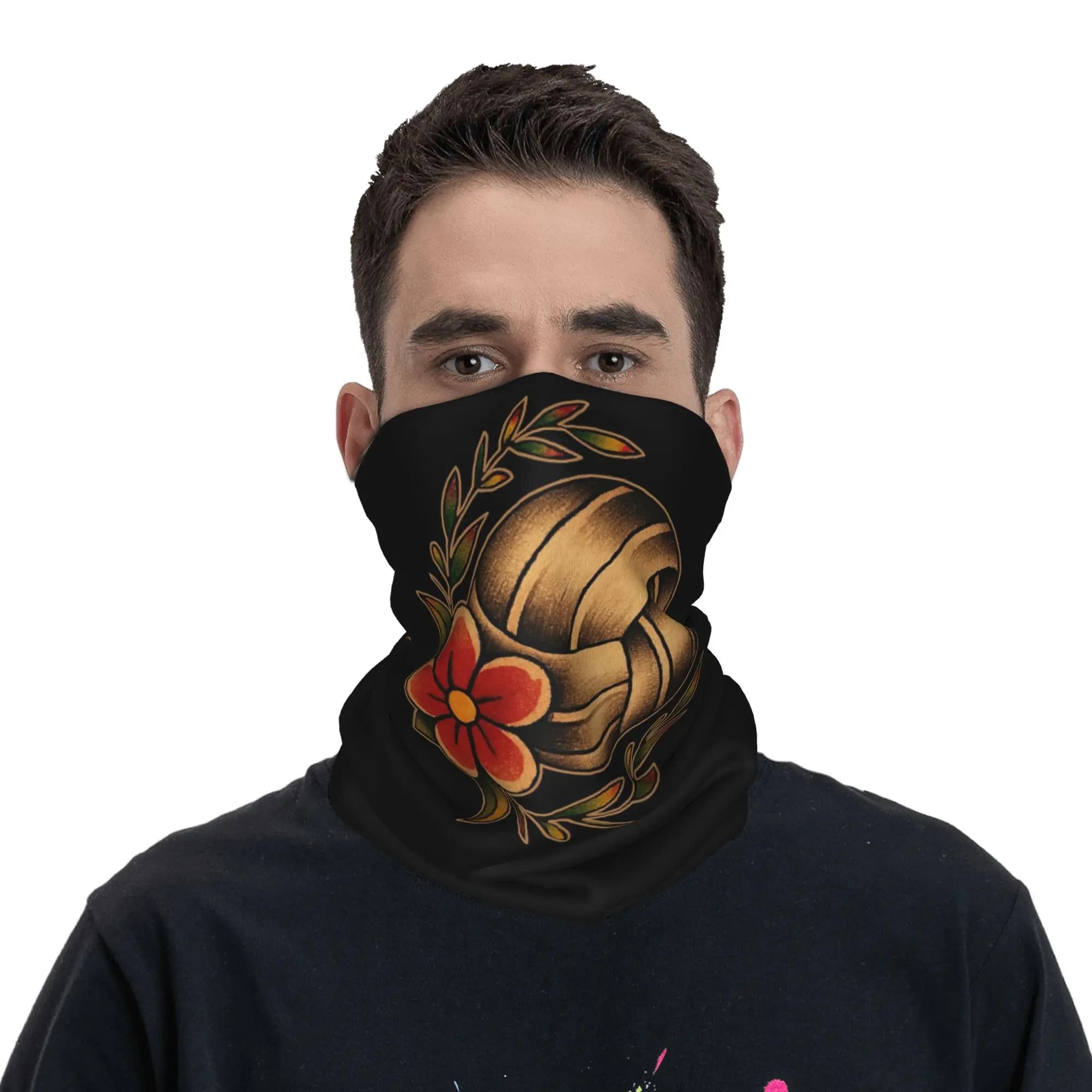 Design con tatuaggio a forma di pallone da pallavolo, bandana, sciarpa magica stampata, fascia per la testa, per escursionismo, pesca, unisex, per adulti, per tutte le stagioni