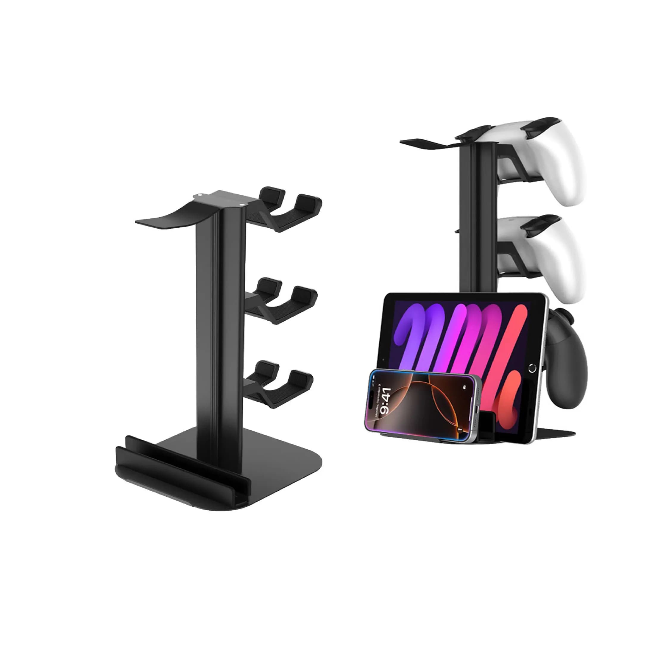 Supporto universale per controller a 3 strati per PS5 PS4 e iPad Supporto per rack per telefono cellulare Supporti per cuffie in lega di alluminio