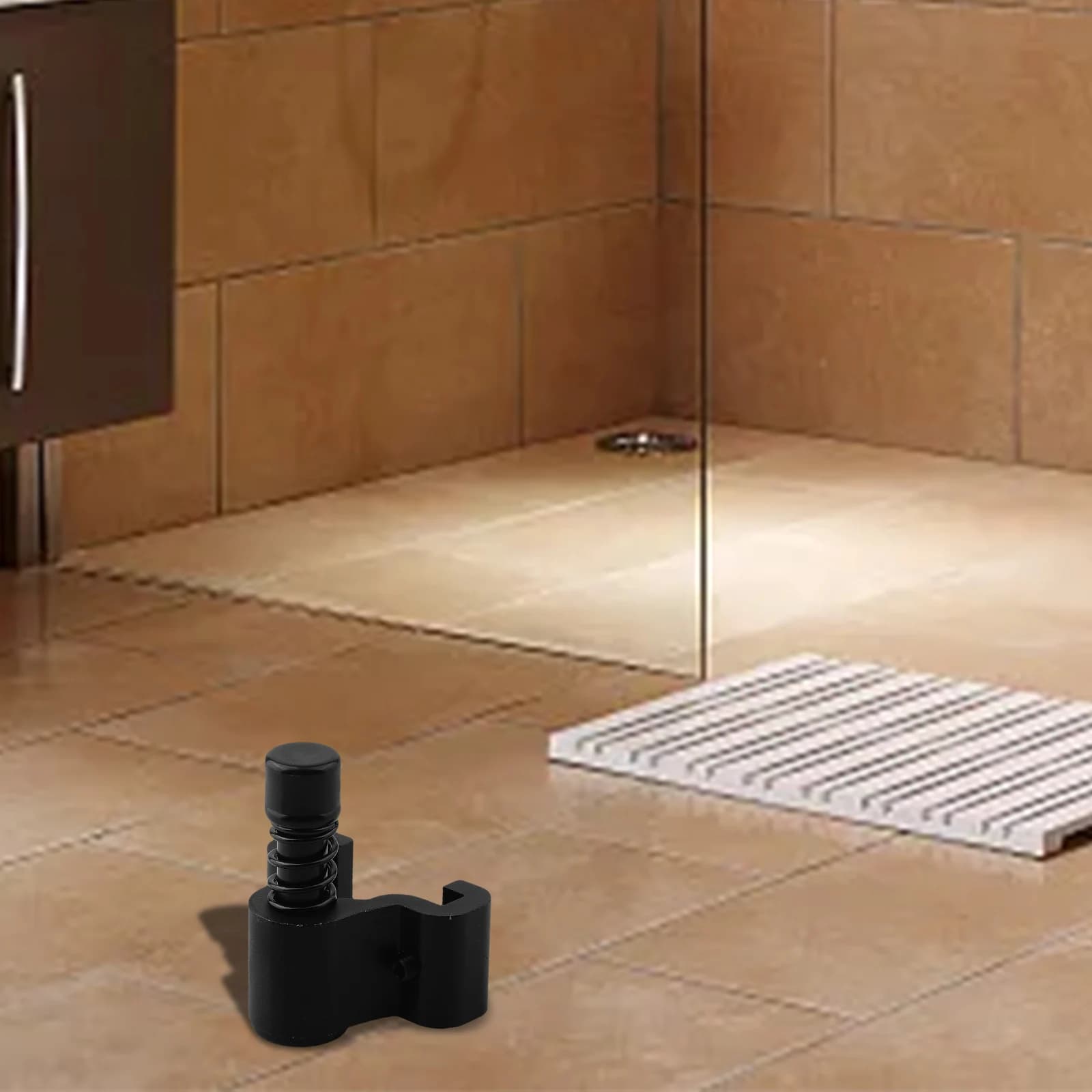 Hardware per la casa Fermaporta del fienile Posizionatore limite in alluminio nero Doppia puleggia scorrevole regolabile Installazione semplice