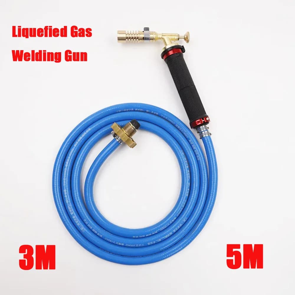 Torcia Kit Saldatura a gas Accensione elettronica Bruciatore a gas liquefatto Pistola con 3M 5MHose per riscaldamento Bruciatore a gas Strumento Saldatura Ferro Gas