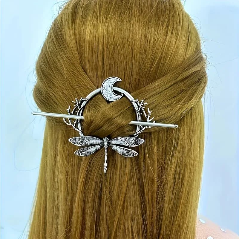 Stylish hair clip with half-light cloud Viking retro, witchcraft, moon, hair stick, paid gothic girl, hair jewelry, party accessories
