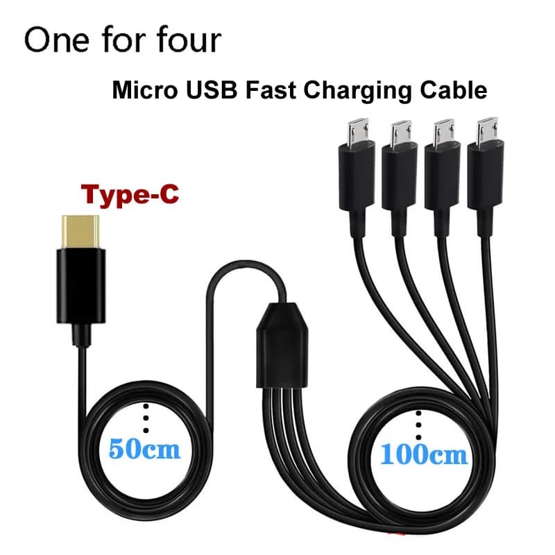 Cavo di ricarica rapido da 4 In 1 da tipo C a Micro USB cavo di ricarica Micro USB PD a 4 porte per Samsung Xiaomi phone Tablet Power Bank e altro