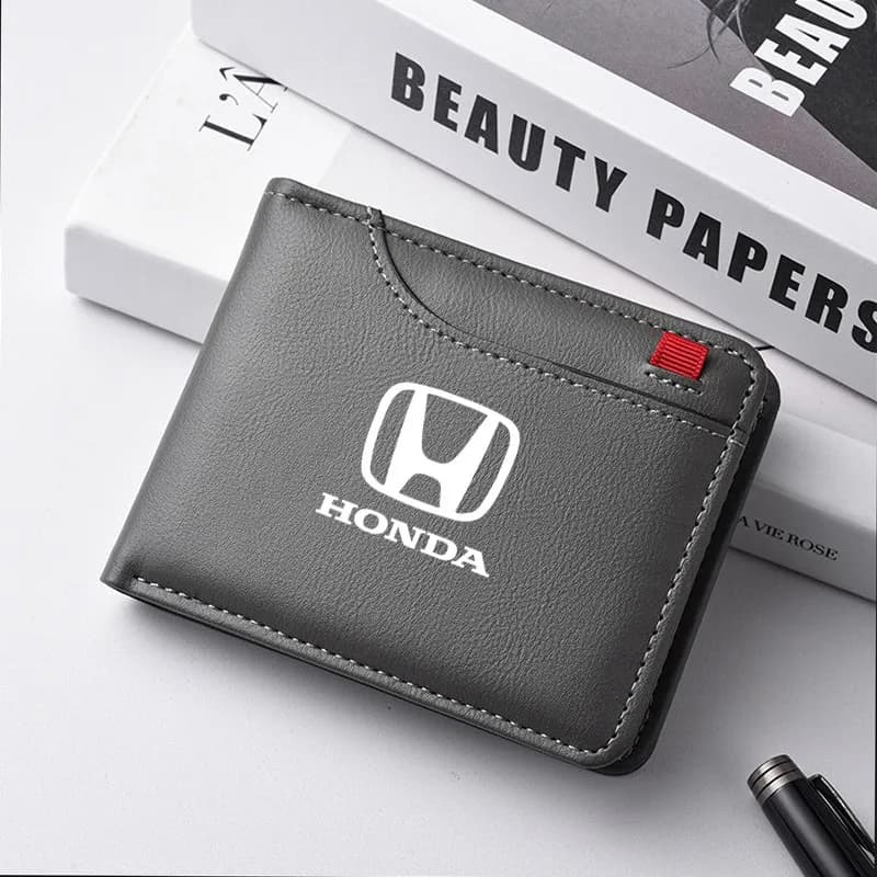 For Honda Civic Accord Fit City Vezel CRV Odyssey Pilot Jazz Prelude Sticker PU Leather Car Portable Wallet Credit Card Purse