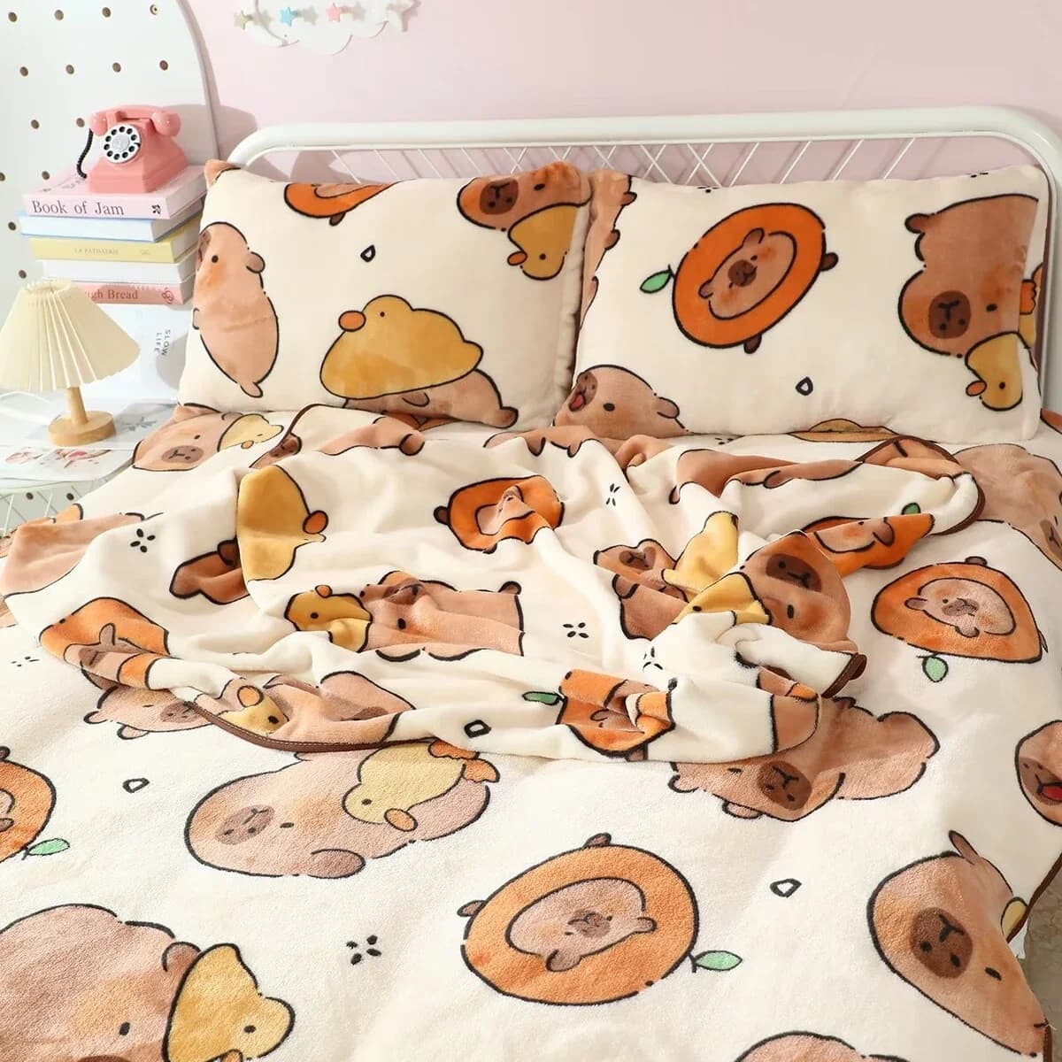 Coperta capibara cartone animato Coperta calda in flanella per pisolino Morbida e confortevole Federa per divano letto Coperta per dormire Copriletto per ragazza morbida