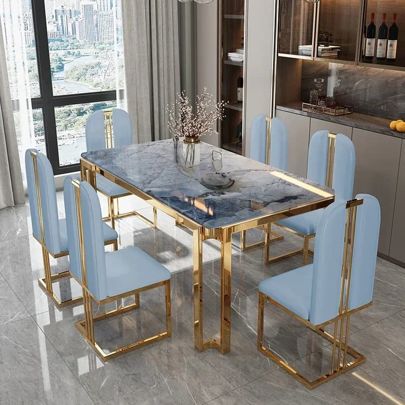 Sedie da tavolo di lusso uniche Gambe moderne Tavolo da pranzo rettangolare dal design in metallo Salvaspazio Mobili nordici Mesa De Comedor