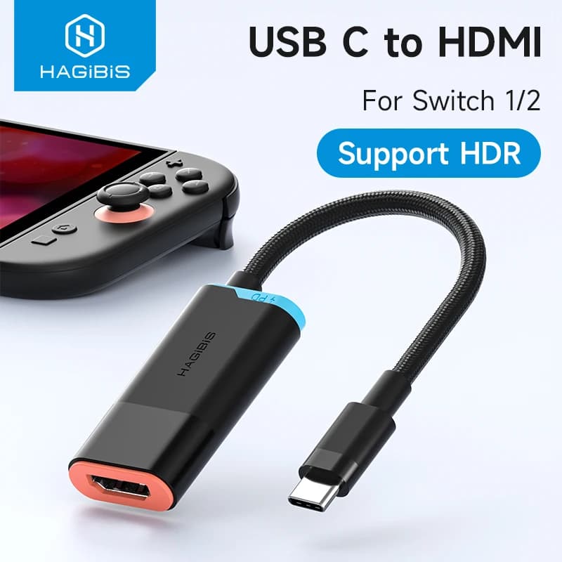 Dock Hagibis Switch 2 4K@60Hz, Cavo USB-C a HDMI Femmina, Adattatore TV Portatile da Viaggio, Cavo Display 100W PD per Switch 2/OLED