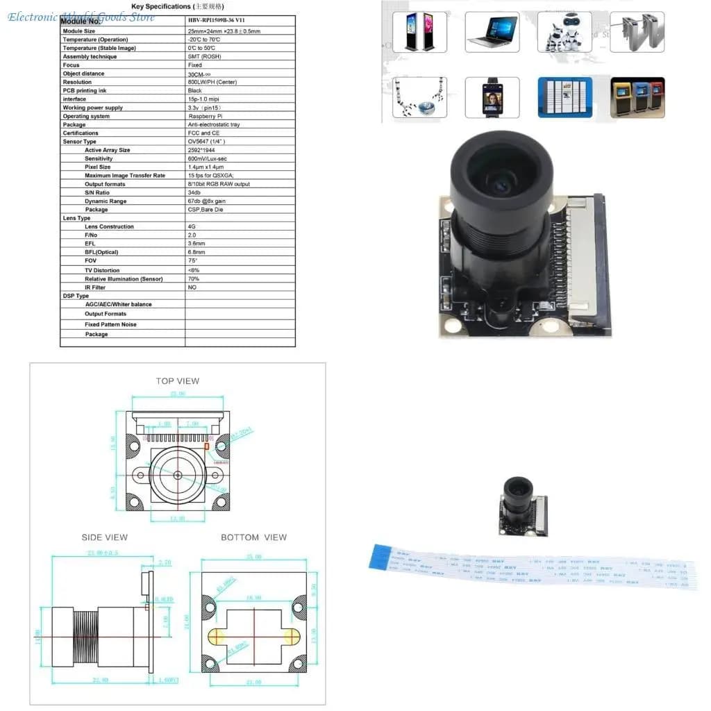 Modulo video fotocamera A3PD Mini sensore webcam 5 Megapixel 1080p OV5647 con cavo