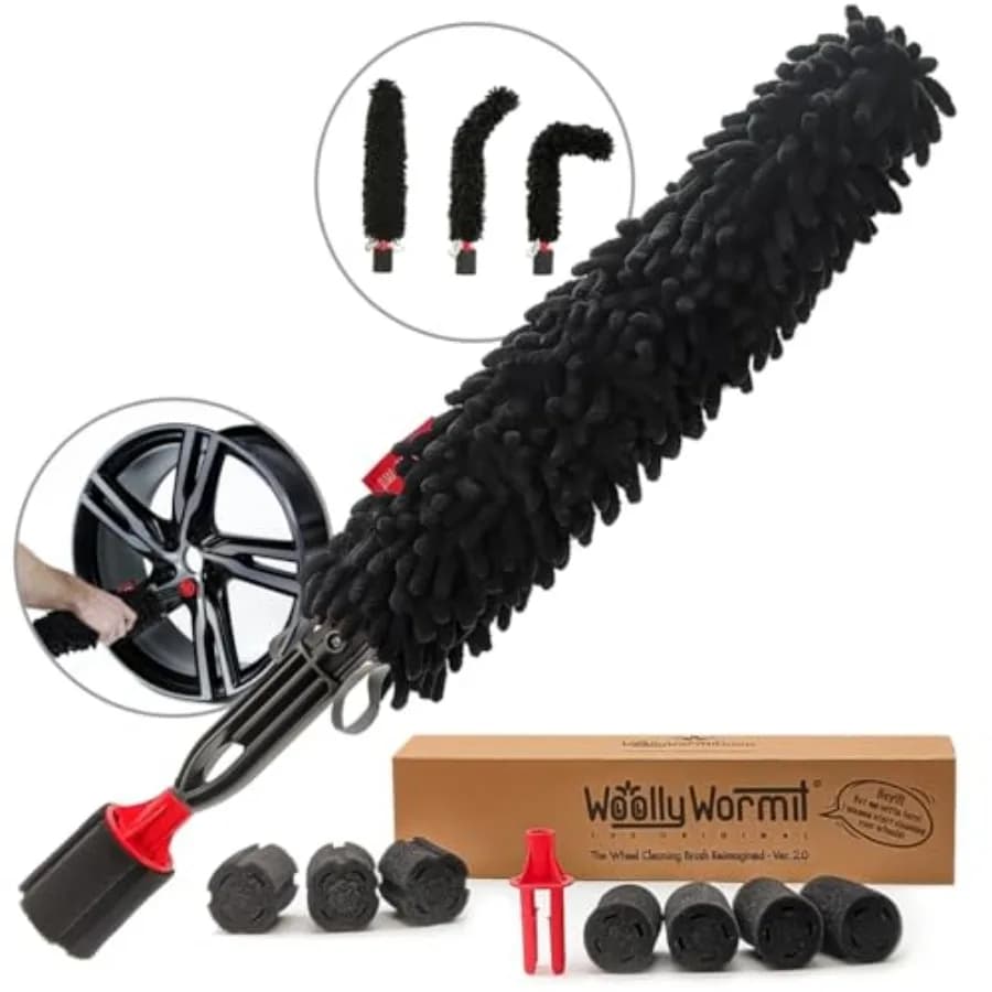 Kit di Pulizia per Auto - Spazzola per Cerchioni, Spazzola per Dadi di Bloccaggio e Pulizia Ruote - Kit Lavaggio Auto - Spazzole per Pneumatici