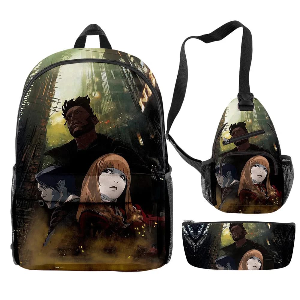 Cartoon Youthful Blade Runner Black Lotus 3pcs/Set Backpack 3D Print Bookbag Laptop Daypack Backpacks Chest Bags Pencil Case