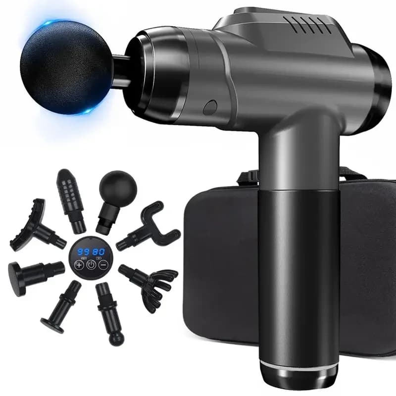 1200-9800 rpm High-Power Deep Muscle Massage Gun Electric Massager with 8 Heads For Body Neck Back Leg Fitness Tool 30 Levels
