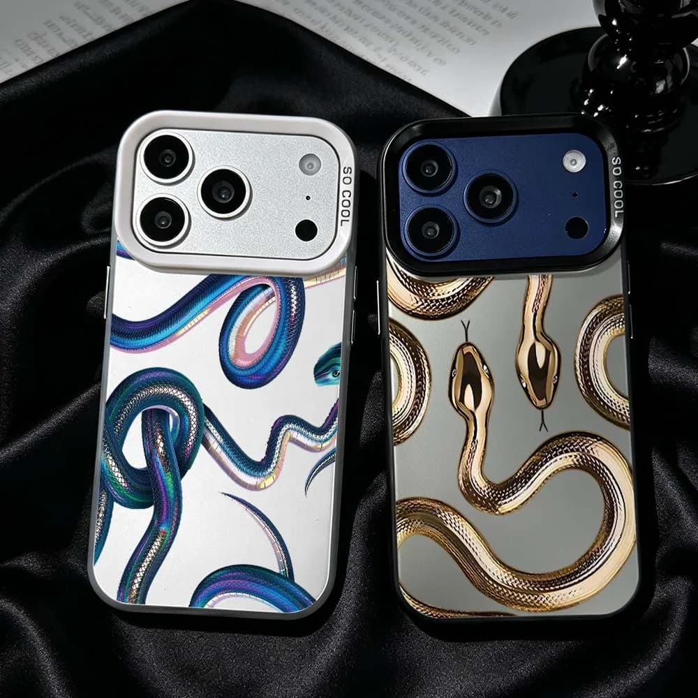 Colorful Snake Pattern Phone Case For iPhone 17 Air 16 15 14 13 12 Mini 11 Pro Max Plus Shockproof Plating Matte Cover
