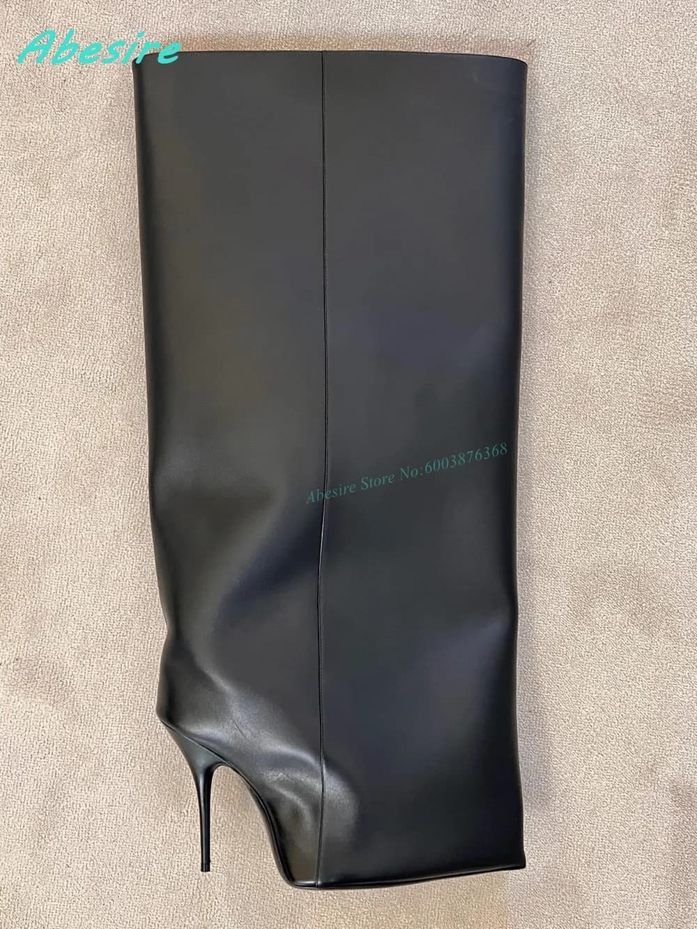 High knee boots in opaque leather Pointe toe Thin heels Slip On Solid women boots Minimalist style Fashion Winter shoes 2026