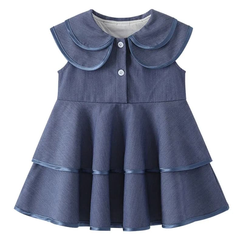 Vestiti estivi per bambina Moda coreana Colletto per bambola carino Senza maniche Abiti da principessa per bambini Abito per bambini Abbigliamento per bambini B016
