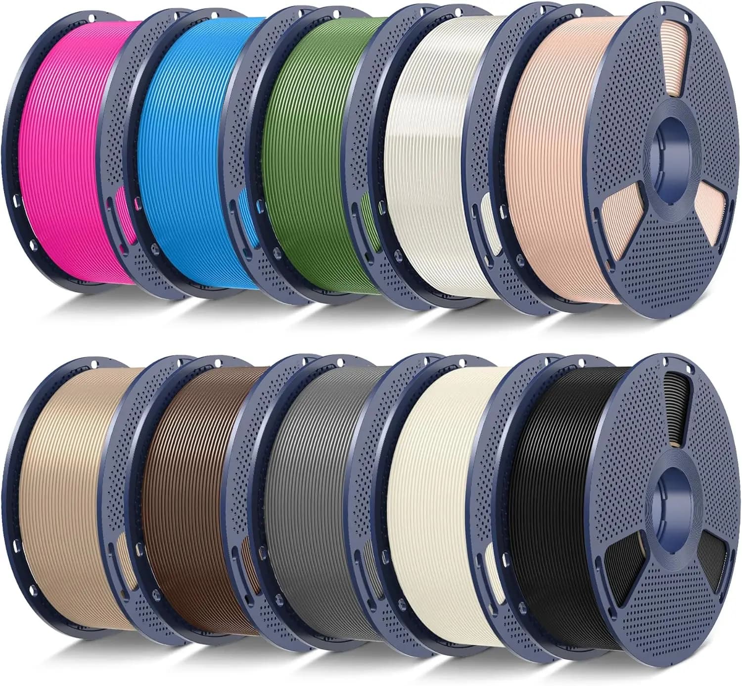10kg PLA 3D Printer Filament Bundle, 10 Colors Multicolor, 1.75mm ±0.02mm, 1kg per Spool, 10 Pack