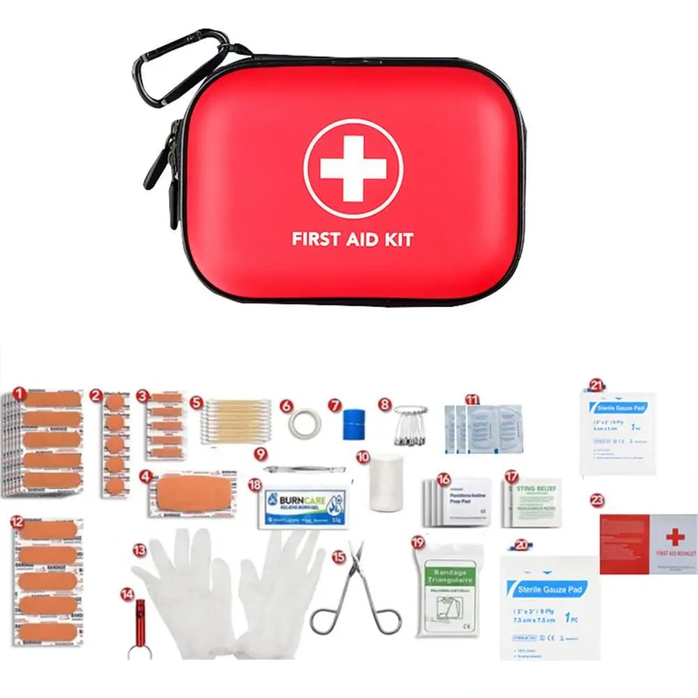 Kit di pronto soccorso di emergenza da 104 pezzi Borsa medica di pronto soccorso protettiva versatile per uso esterno in auto domestica con custodia in PU impermeabile