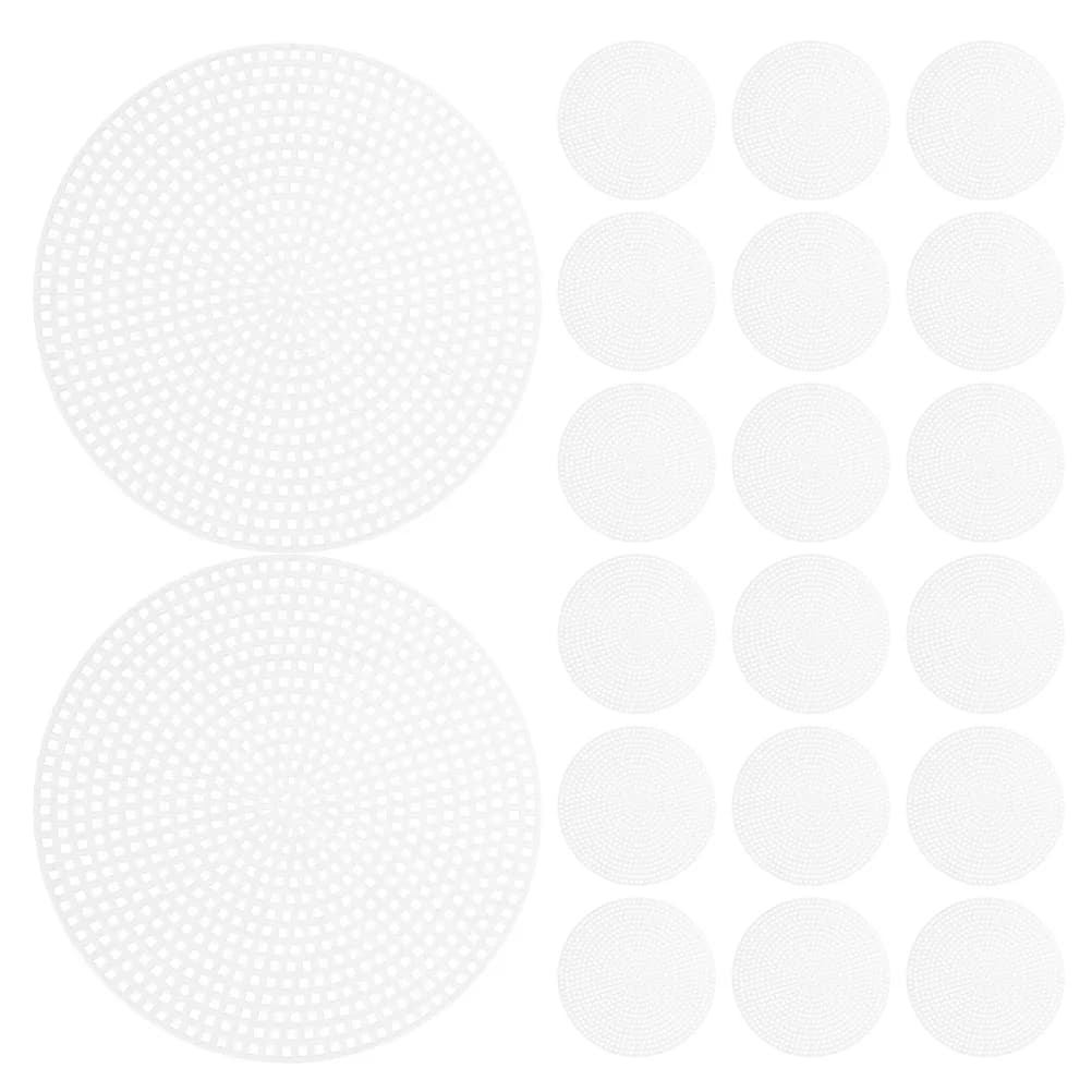 20 Pezzi Fogli di Tela Plastica Rotonda Trasparente a Griglia per Ricamo a Punto Croce, Artigianato, Quilting, Fai da Te - Kit Tela Plastica