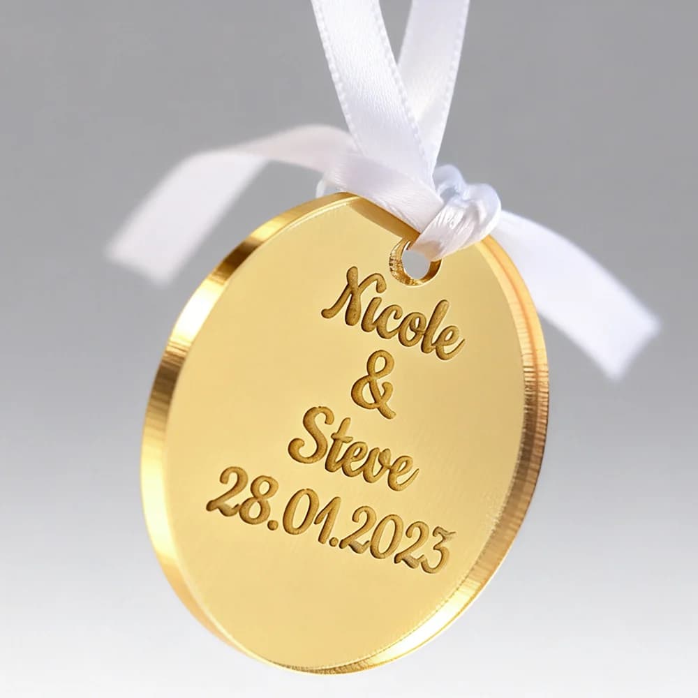 10 etichette acriliche personalizzate incise al laser per gli ospiti di battesimo, etichette di ringraziamento, forniture per feste di compleanno, etichette regalo personalizzate per gli ospiti
