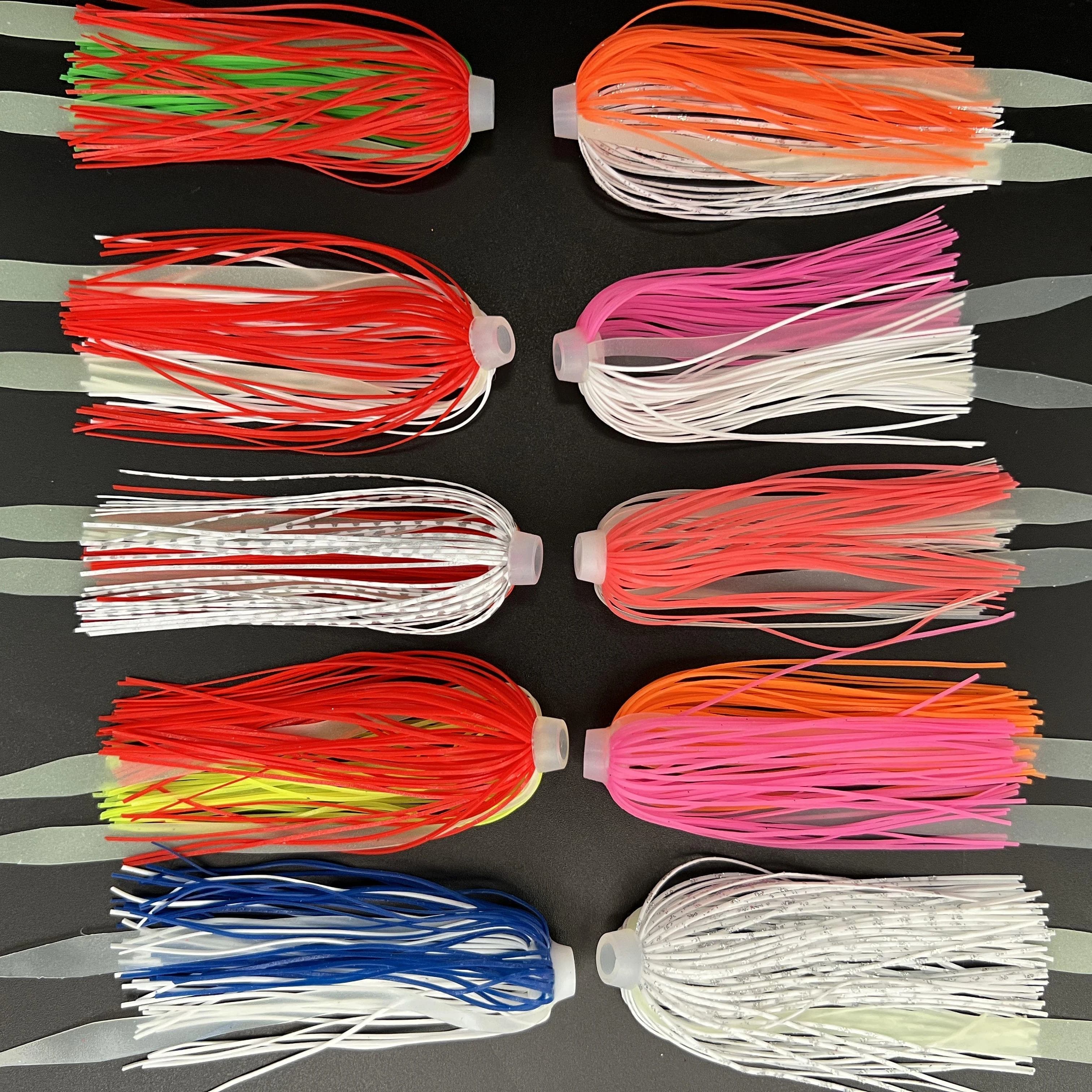 Wholesale Cheap 100pcs/bag Multiple Colors Silicone Fishing Skirts Lure Fishing Umbrella Skirt Rubber Fishing Lure With Necktie