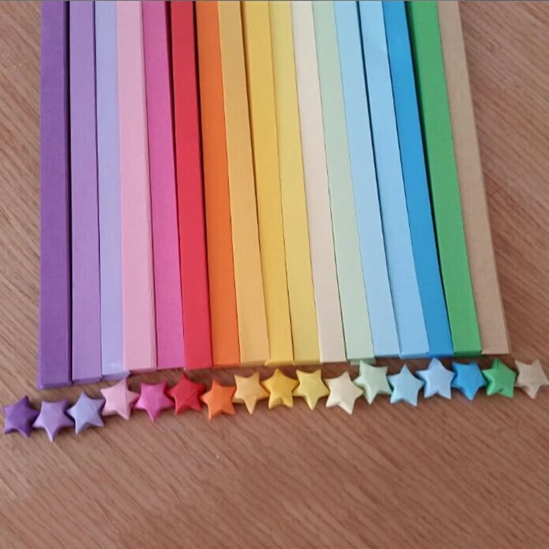 Colorful Origami Lucky Star Paper Strips, Folding Ribbons for DIY Star Making