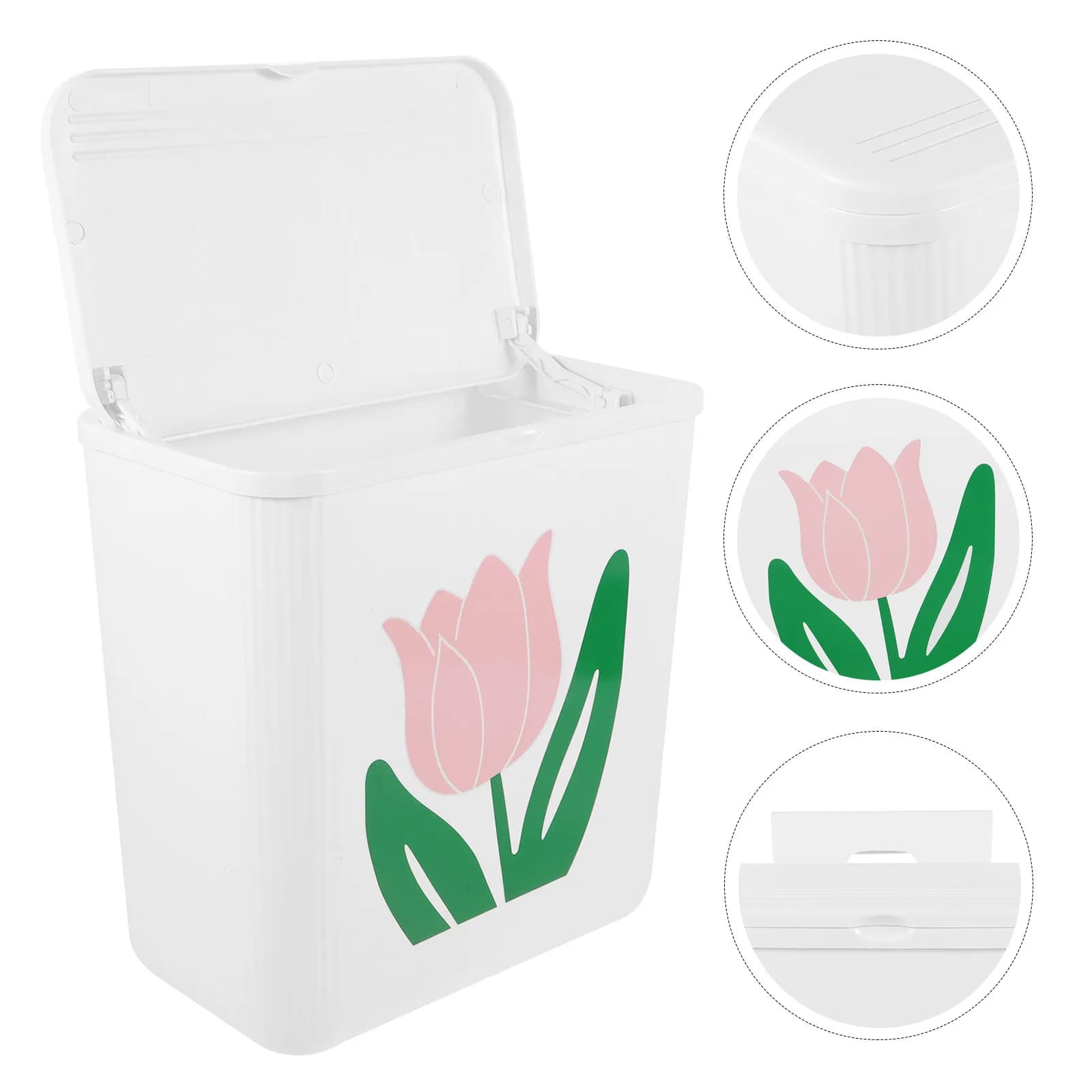 Cestino per Rifiuti con Coperchio, Contenitore Sospeso per Cucina e Bagno, da Appendere al Muro