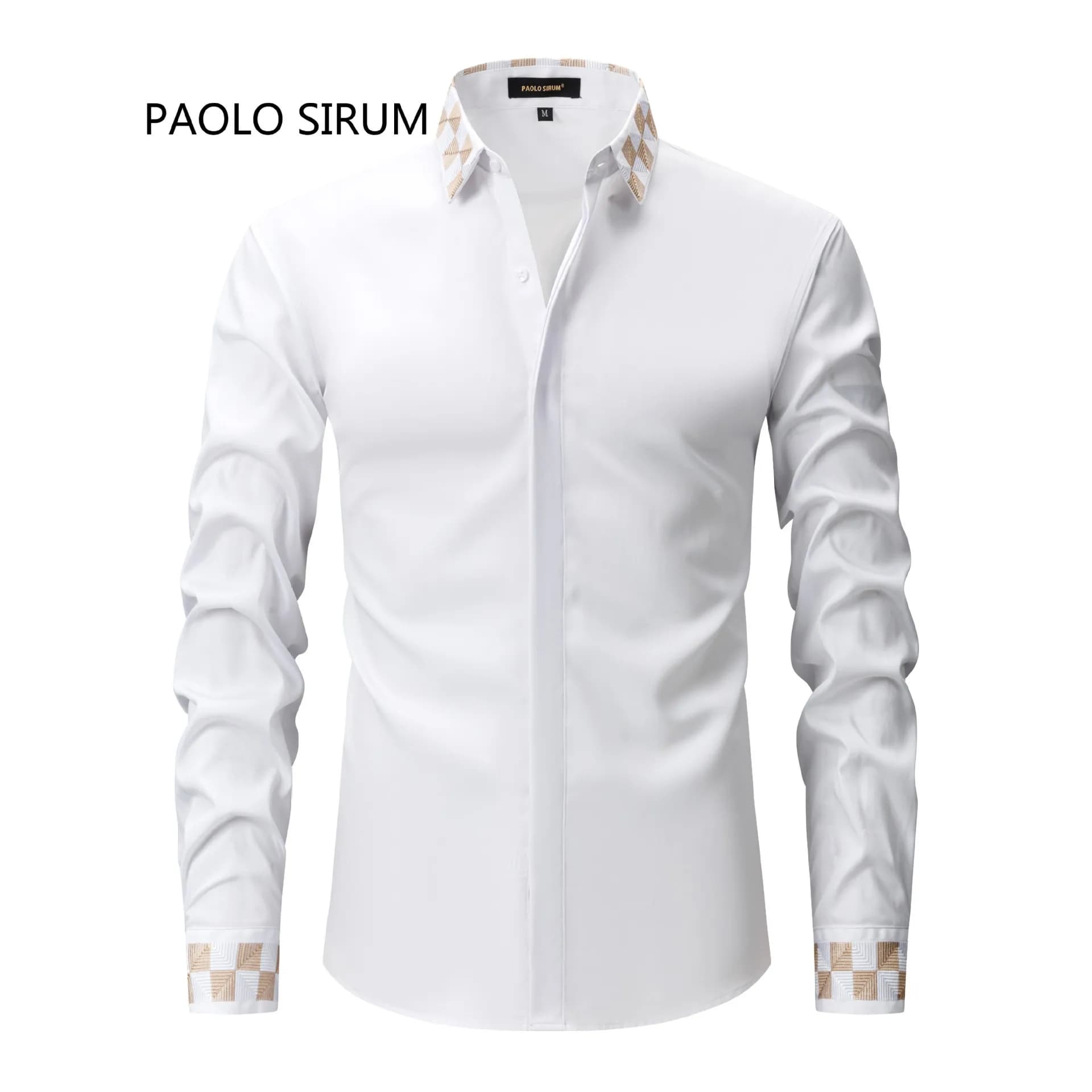 High-quality men's Paulos Lormon needle-punched long-sleeved shirt, casual, breathable, fashionable for daily and business wear.