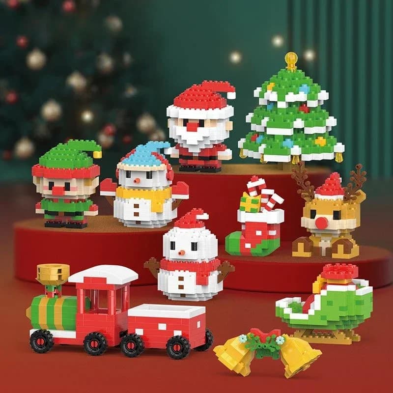 Christmas Gifts Micro Building Block Series Santa Claus Reindeer Puzzle Assembling Bricks Table Decoration Toys Children Kids