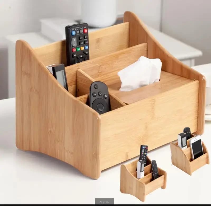 Bamboo Wood Remote Control Storage Box Living Room Office Desk Tea Set Entrance Sundries Finishing Tissue