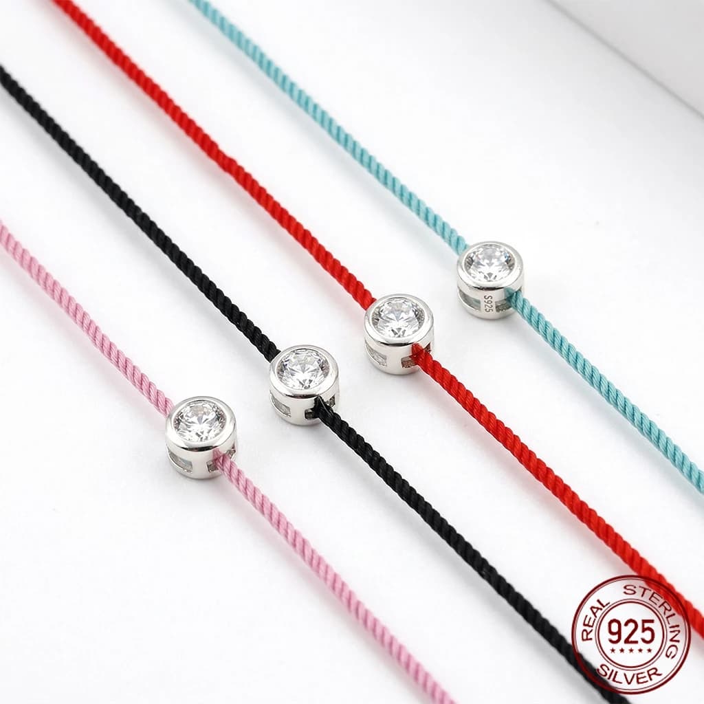 La Monada Filo Rosso Per La Mano Braccialetti In Argento Sterling 925 da Donna Rotondo Zircone Corda Rossa Braccialetti Gioielli per Le Donne