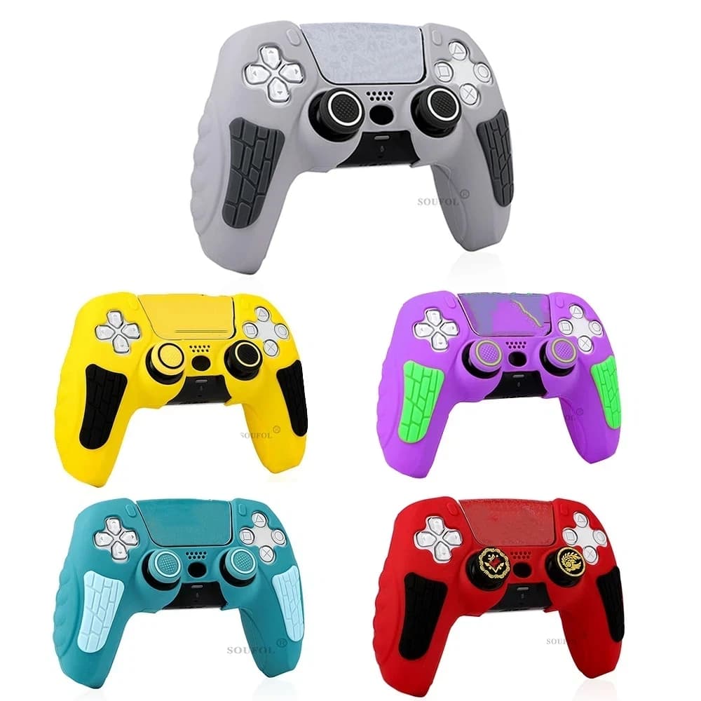 Cover Protettiva Antiscivolo in Silicone per Controller PS5 con Adesivi per Touchpad