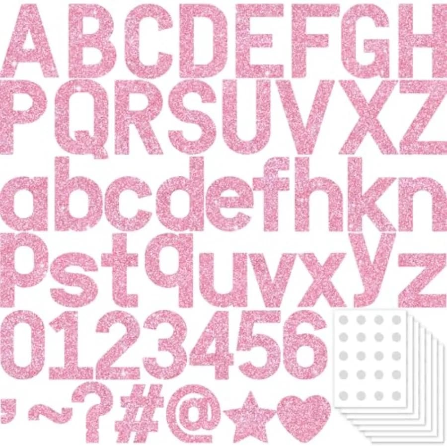 295 Pcs Glitter Bulletin Board Letters and Numbers, 4 Inch Classroom Decor with Adhesive Points, Alphabet Cut Outs for School D